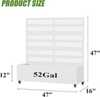 Casaphoria Metal Raised Garden Bed with Trellis and Wheels, 47"x47"x16" Planter Box for Climbing Plants, Vegetables & Vines, Features Drainage Holes and Privacy Screen, White-Harold