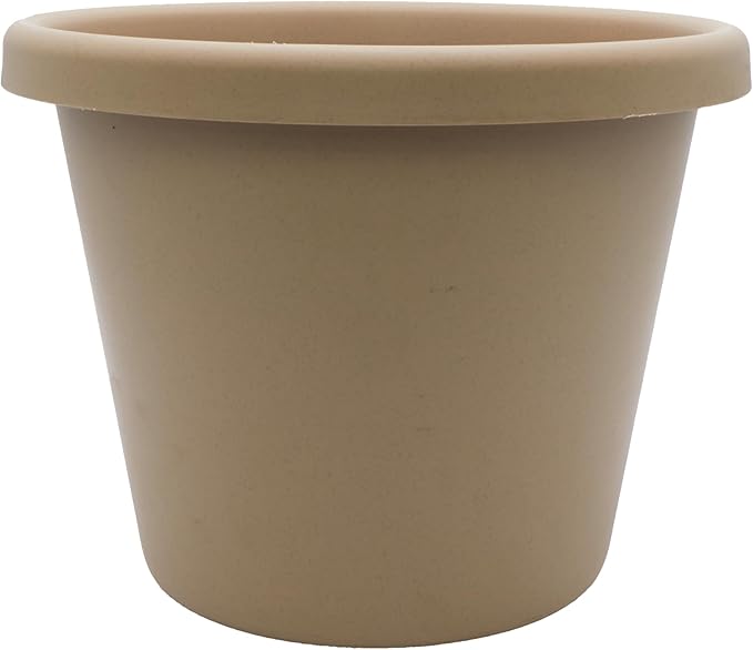 The HC Companies Classic Round Plastic Plant Pot w/Rolled Rim - Lightweight & UV Resistant Flower Pot for Herbs & More - Outdoor & Indoor Plant Pots w/Drainage (7 inch Sandstone, Pack of 1)