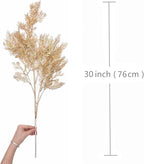 Christmas Decor Artificial Plants, PASYOU Gold Fake Antlers Plastic Grass Shrubs Leaves Indoor Outdoor Home Garden Party Hotel Verandah Wedding Event Faux DIY Decoration - 30 Inch Golden 2 Bunches