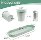 TCBWFY Indoor Herb Garden Planter Set - 3 Pack 4.7" Green Metal Plant Pots with Drainage Holes & Removable Tray - Windowsill Kitchen Counter Balcony Office Garden