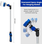 Watering Wand for Garden Hose, 24 Inch, Heavy Duty, 10 Spray Patterns, Thumb Control Hose Nozzle with 180° Pivoting Head, Ideal for Hanging Baskets, Plants and Shrubs