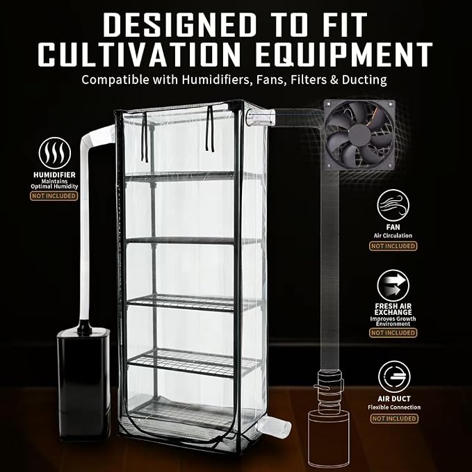 Mushroom Grow Tent, Martha Tent for Mushroom Growing kit, Mini Greenhouse Indoor, sturdy racks can accommodate a variety of mushrooms, including trays, fruiting blocks & grow kits (Mushroom Grow Tent)