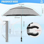 2 Pack 40.9'' Beach Chair Umbrella with 360° Adjustable Canopy & 270° Flexible Clamp, Double Canopy Sun Protection for Wheelchair, Patio, Golf Cart, Camping