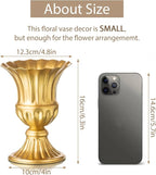 Sziqiqi Metal Flower Arrangements Pot for Wedding Table Centerpiece - Gold Planter Vase Pot for Artificial Real Flower Small Trumpet Plant Urn 6.3in