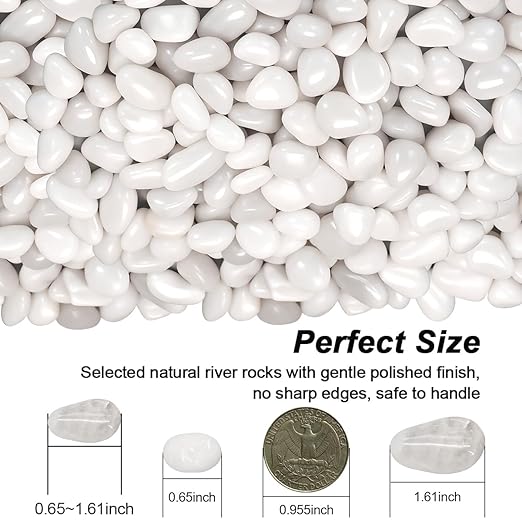 Aquarium Gravel,Landscaping Pebbles, Decorative Ornamental Pebbles Garden,Landscaping Stones Gravel Filler for Home Decoration Flower Bed Fish Tank Plants Vases Succulents (10 Pounds, White)
