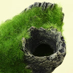 Gigicloud Resin Moss Tree House Fish Shrimp Hiding House Aquarium Fish Tank Decoration Accessories Artificial Resin Log Tree Branch with Moss Fish Tank Decoration
