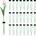 MECCANIXITY 35 Pcs Floral Water Tubes, 4 Inch Transparent Flower Water Tubes Floral Vials with Rubber Caps for Fresh Flowers Arrangement Decor Milkweed Cutting Florist Supplies, Black/Green