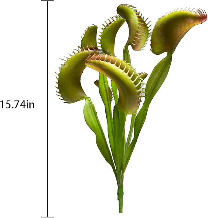 4Pcs 15.74" Artificial Venus Flytrap Plants Lifelike Realistic Fake Carnivorous Venus Flytrap Plants Faux Fly Trap Plant for Halloween Home Party Garden Office Decorations