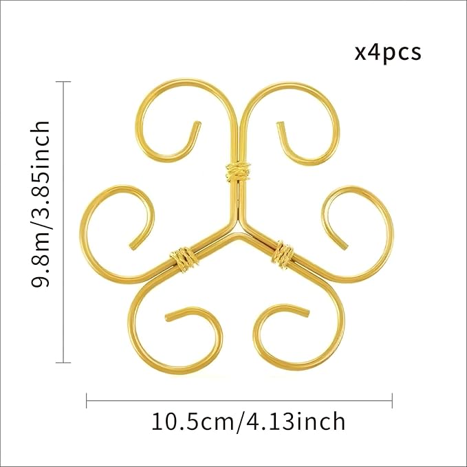 4Pcs Gold Plant Stem Support, Stable Support Stakes for Plants Stabilize, Outdoor & Indoor & Garden Plant Stakes for Healthy Growth (Flower Shaped Bracket B)