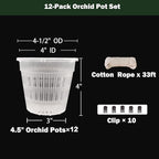 Orchid Pots, 12 Pack 4.5in Orchid Pots with Holes, Breathable Slotted Orchids Planter for Small and Medium Sized Orchids(12Pcs 4.5in)