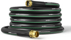 GreatBuddy Garden Hose 50 ft, 5/8" Flexible Rubber Water Hose, Heavy Duty, Lightweight Hose, Burst 600 PSI with Solid Brass Male to Female Fittings, Leakproof Hose for Backyard, Garden