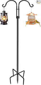 LWWTBS Double Shepherds Hooks for Outdoor (1Pack,76 inch) Heavy Duty Adjustable Bird Feeder Pole Garden Decor Shepherds Hook for Hanging Bird Feeder, Plant Baskets, Hummingbird Feeder for Outside