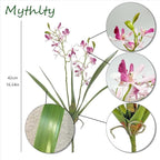 3pcs Artificial Cymbidium Orchid Flowers that Look Real, Faux Pink Orchid Stems with Roots for Vases, Cymbidium Stems for Home Office Farmhouse Indoor Tables Centerpieces Decor (Pink)
