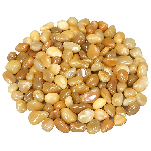 River Rocks for Landscaping,Virekm Decorative Ornamental Pebbles Garden Landscaping Stones Gravel Filler for Home Decoration Flower Bed Fish Tank Plants Vases Succulents (1, Yellow, 5 Pounds)