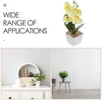 Faux Orchid Flowers Artificial Phalaenopsis Orchid Plant in Yellow Plastic Pot, Real Touch Artificial Flowers for Home Decoration, Table Centerpiece, Office and Living Room Décor