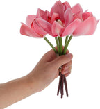 12pcs Faux Orchid Stems Bouquet, Simulation Cymbidium Flowers, Plastic Artificial Orchids for Living Room Vase Filler, Home Décor and DIY Crafts