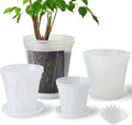 8 pcs 5/6/7/8 inch Large Clear Nursery pots for Plants with Saucers,Thick Plastic Nursery pots for Plants with Drainage Holes for Monstera Plant Live,Ariod,etc