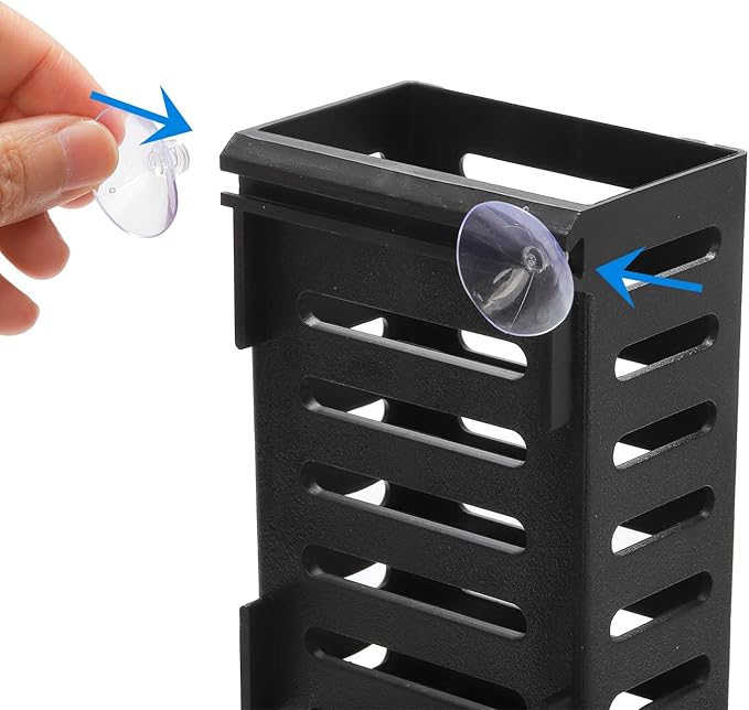 Lawei 8 Pack Hanging Aquarium Plant Holder, Plastic Aquatic Plant Pot with 48 Hooks and 16 Suction Cups, Planter Cups for Aquarium Decorations Accessories Fish Tank Live Plants