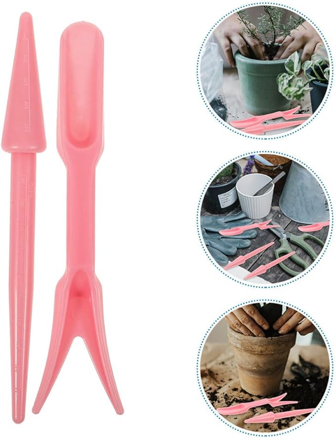 Veemoon 12 Sets Succulent Plant Transplanting Tools Garden Hand Tool Kit with Bulb Planter for Bonsai and Succulent Gardening Accessories Pink Plastic for Patio Lawn Use