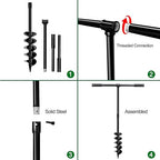 4" x 38" Spiral Planter Hand Auger - Heavy-Duty Manual Post Hole Digger for Gardens, Fences, Landscaping - Planting Bulbs, Trees, Flowers Garden Hole Digger Tool