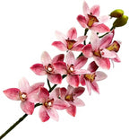 4pcs Artificial Cymbidium Orchid Flower Plant 3D Print Vanda 10 Heads Latex Phalaenopsis Flower (Medium Pink)