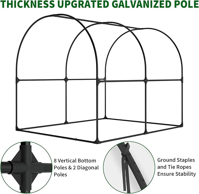 GarveeLife 8.2x6.6x6.6 ft Premium Greenhouse for Outdoors,Upgraded Portable Walk-in Heavy Duty Frame Large Garden Plant Hot Outside Hoop House,Transparent