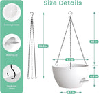 UOUZ 13 Inch 2 Pack Large Self Watering Hanging Planters for Indoor Outdoor Plants, Hanging Plant Pots with Removable 50 Oz Reservoir, Plastic Hanging Basket for Window Porch Garden, White