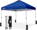 CROWN SHADES 10x10 Pop Up Canopy - Beach Tent with One Push Setup - Easy Outdoor Sun Shade for Events, Parties, Camping - Gazebo with STO-N-Go Cover Bag, Silver Coated Top, Navy Blue