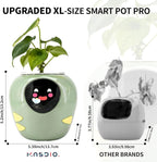 Plantbot Upgraded Large Smart Flower Pot Pet Planter Robot with Artificial Intelligence, Time Temperature Display, and Numerous Expressive Animations Based, for Indoor Decoration, Gifts (White)