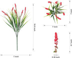 HyeFlora 20 Bundles Artificial Fake Outdoor Plants Flowers for Spring Decoration, UV Resistant Realistic Red Plastic Flowers Faux Plant Monkey Grass for Planter Home Garden Porch Patio Window Box