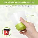 Sckee Clear Nursery Pots for Plants, 30 Packs Plastic Seed Starting Pots with Drainage Holes Plant Nursery Pots Silicone Base (Light Green, 4 inch with lids)