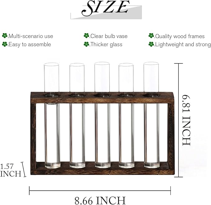 XXXFLOWER Plant Propagation Station,Plant Terrarium Wooden Stand with 5 Test Tubes,Glass Planters for Indoor Plants,Plant Lover Gifts for Women Mom Wife Daughter,Garden Office Room Decoration