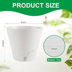 Pottiffe Self-Watering-Pots-for-Indoor-Plants, 8 Inch Flower Pots for Indoor Plants, 3 Pack Plastic Planters with Drainage Holes and Saucers