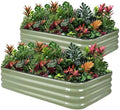 1MORE Raised Garden Bed -5X3X1 Galvanized Planter Box for Outdoor Gardening,4 in 1 Modular Raised Bed Kit with Protective Tape, Gloves for Herb，Ideal for Vegetables and Plants.Green-2Pack