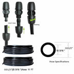 Drip Irrigation Kit 52ft 5/16“ID Inche Pipe Solutions for Large Gardens with Low Water Pressure Away from The Water Source
