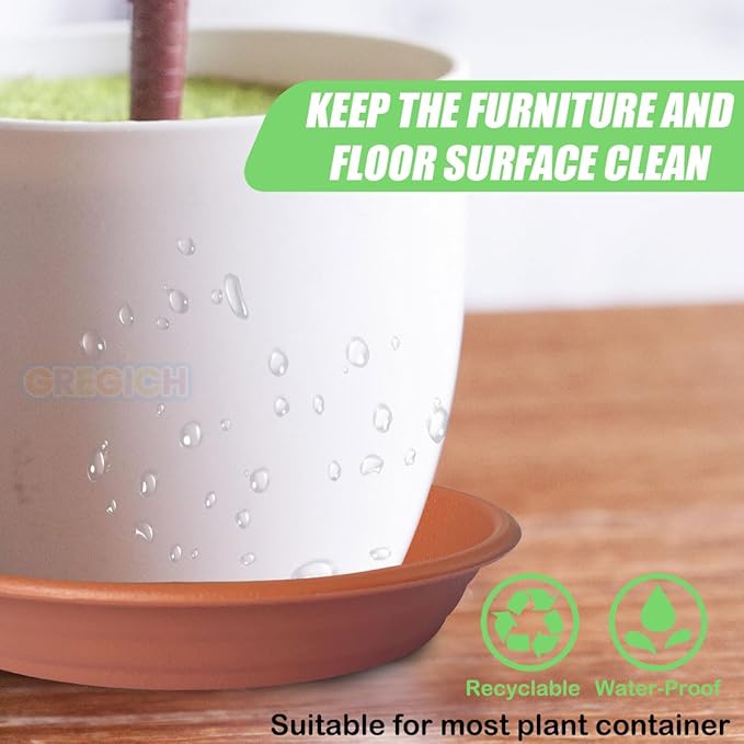 5.8 inch (4.5" at Base) Plastic Plant Saucer Pack of 6, Small Plant Saucers for Indoors, Thick Heavy Durable Plant Pots Saucers Plant Drip Trays for Pots Planter Saucers for Outdoors