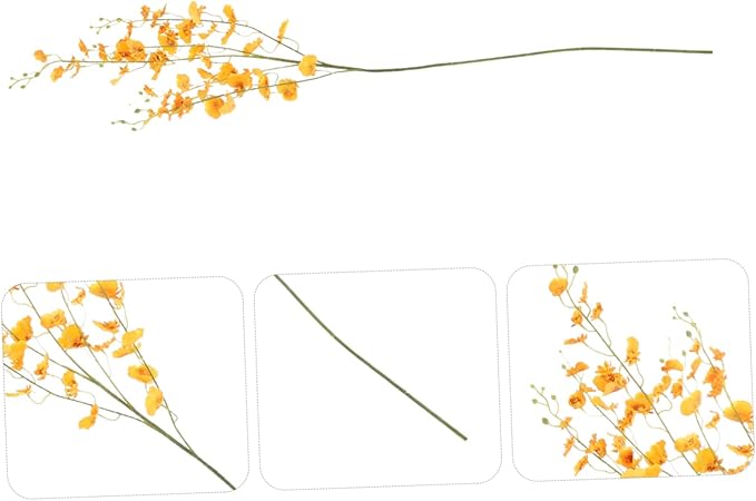 Cabilock Imitation Oncidium Orchid Artificial Flower Single Stem Orange Simulation Flower Decor for DIY Adornment Photography Props Home Bedroom Living Room Decoration