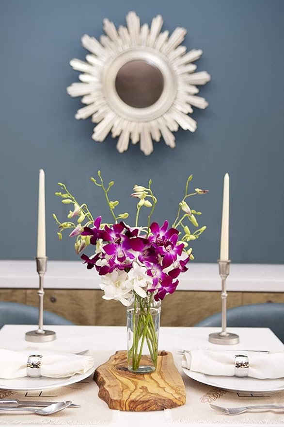 KaBloom - 5 Purple and 5 White Orchid with Vase - Fresh Flowers for Birthday, Valentine's & Mother's Day