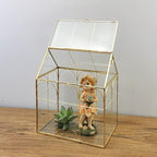 HighFree Geometric Plant Terrarium with Lid, House Succulent Terrarium Kit for Display, Air Plants, Succulents, Home Tabletop Miniature Terrarium, Not Airtight or Waterproof (Gold)