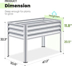 KING BIRD Large Raised Garden Bed with Legs Galvanized Elevated Planter Box 48×24×32 in for Backyard, Patio, Balcony, 400lb Capacity, Silver