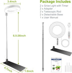 Grow Lights for Indoor Plants, Full Spectrum Halo Growing lamp with Detachable Base, Height Adjustable, 3 Colors, 10 Dimming, Automatic Timer, Plant Light for Small Plants Growing, 2-Pack