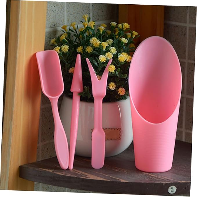 GALPADA Succulent Planting Tool Set with Cultivator, Potting Shovel, Cleaning Brush, and Soil Spoon, Pink Gardening Accessories for Indoor and Outdoor Plant Care