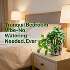 7" Artificial Variegated Pothos Vine in Geometric Ceramic Pot Lifelike Faux Trailing Plant for Indoor Home Office Desk Shelf Bathroom Decor