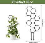 Small Trellis for Potted Plants, 14 Inch Indoor Trellis for Climbing Plants Honeycomb Shape Metal Plant Trellis for Pots Plant Climbing Support for Flower Hoya Pothos Houseplants(Black)