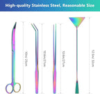 Catcan 4 in 1 Quarium Aquascape Tools Kits, Anti-Rust Stainless Steel Aquatic Plant Aquascaping Tweezers, Scissors, Spatula for Aquarium Tank Cleaning Fish Tank Aquascape Tools Sets