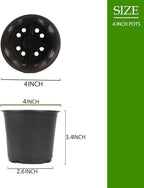 100 Packs 4 5 6 Inch Nursery Pots, Plastic Nursery Pots for Plants with Drainage Holes, Seed Starting Garden Pots of Flower Plant Container for Succulents, Transplanting (100, 4 Inch)