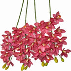 4pcs Artificial Cymbidium Orchid Flower Plant 3D Print Vanda 10 Heads Latex Phalaenopsis Flower (deep Pink)
