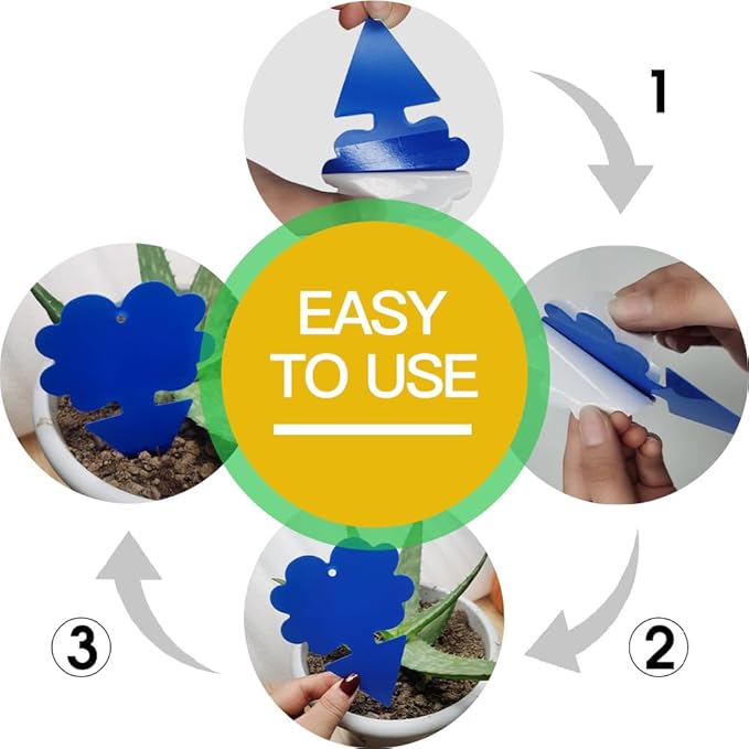58 Pack Flying Insect Traps for Plants – Blue Sticky Traps for Fungus Gnats, Flies & Flying Bugs, Indoor Outdoor Flying Bug Catcher for Pots, Garden & Kitchen, Non-Toxic, Odorless, Kid & Pet Safe