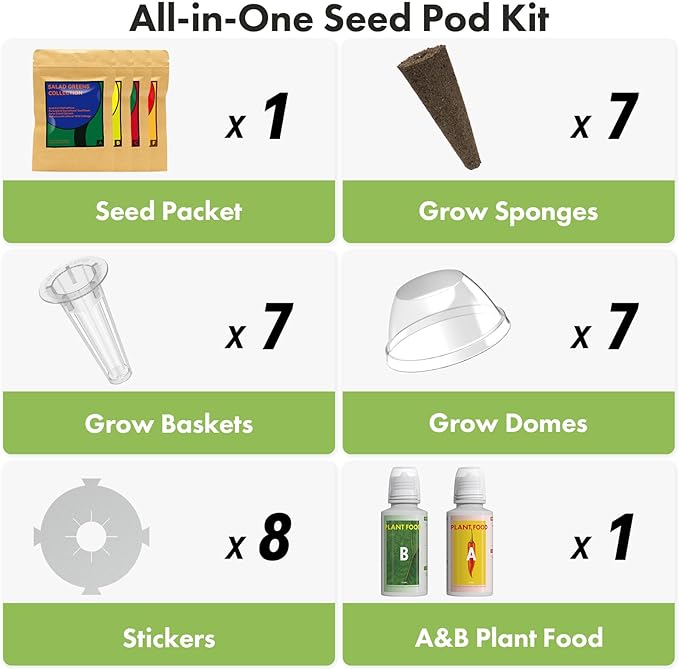LYKO Fruit Garden Seed Pod Kit for AeroGarden, IDOO Hydroponics Growing System, 300+ Seeds, Include Wild Strawberry, Radish, Dwarf Pea,Green Pepper, Cucumber, Ruby Queen Beet, Cherry Tomato (7 Pods)