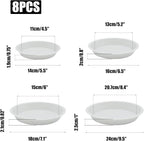 4 Size Round Plant Saucer,8 Pack Pant Pot Trays, Plant Saucers for Indoors and Outdoors, Seed Starting Tray, Growing Trays,White（4",5",6",8"）